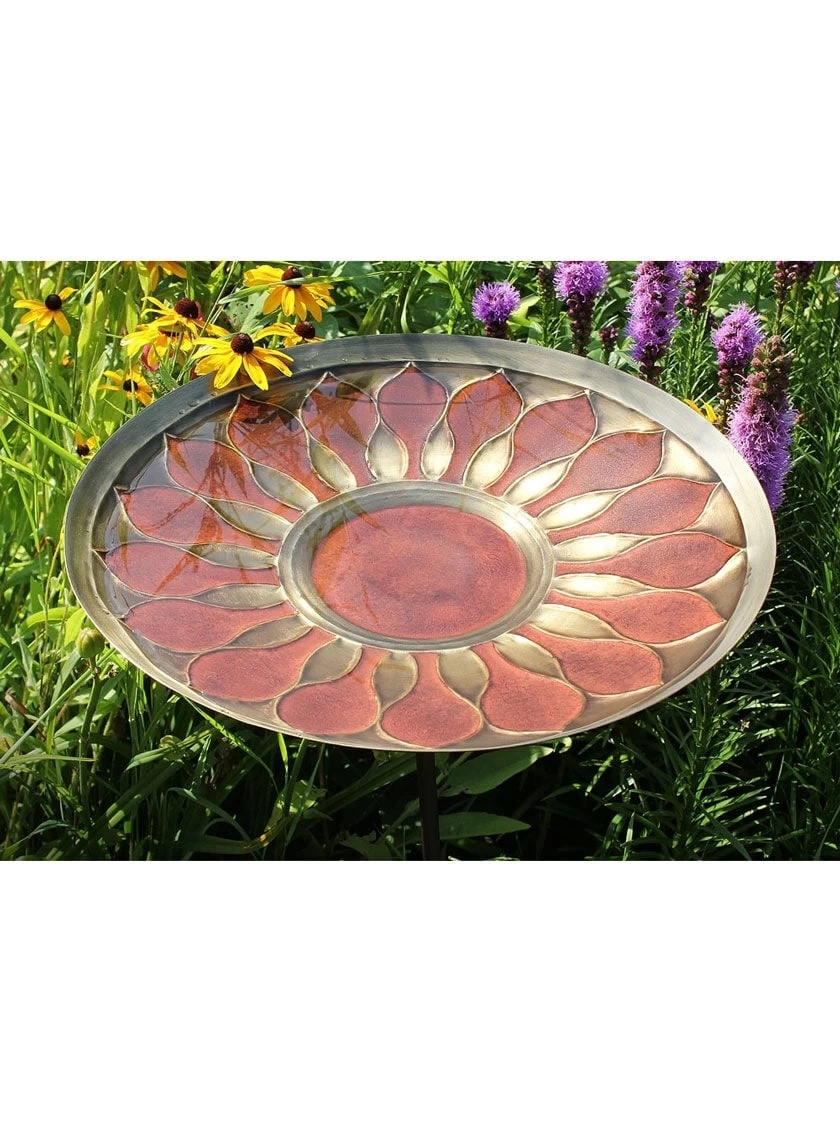 Achla Designs Red African Daisy Birdbath With Stake