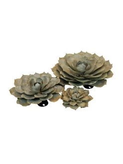 Desert Steel Blue Rose Succulent Sculpture