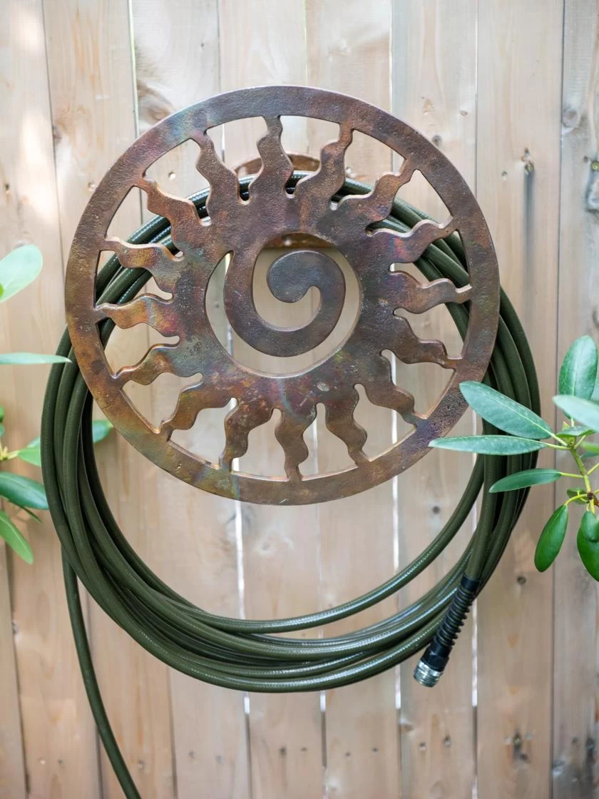 Rustic Sun Wall-Mount Garden Hose Hanger