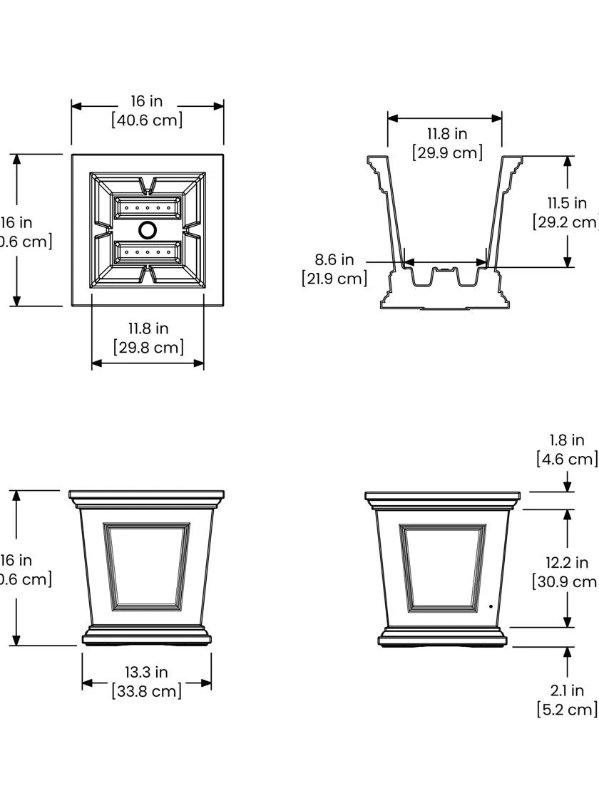 Fairfield Self-Watering Square Planter, 16” X 16” - Image 11