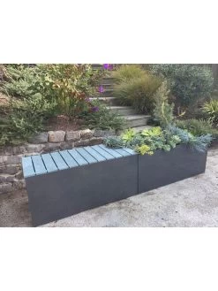 Nice Aluminum Trough Planters With Bench Top, 16"High