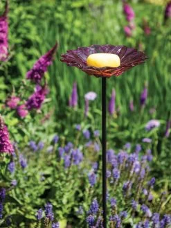 Glass Flower Butterfly Feeder Stake